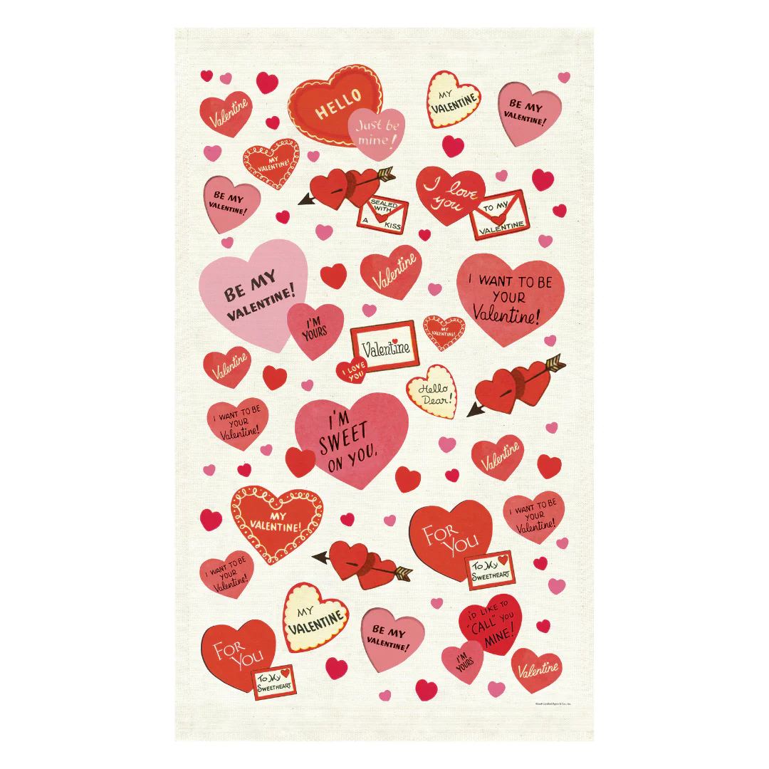 Cavallini & Co. Tea Towel - Valentine Hearts - Image 3