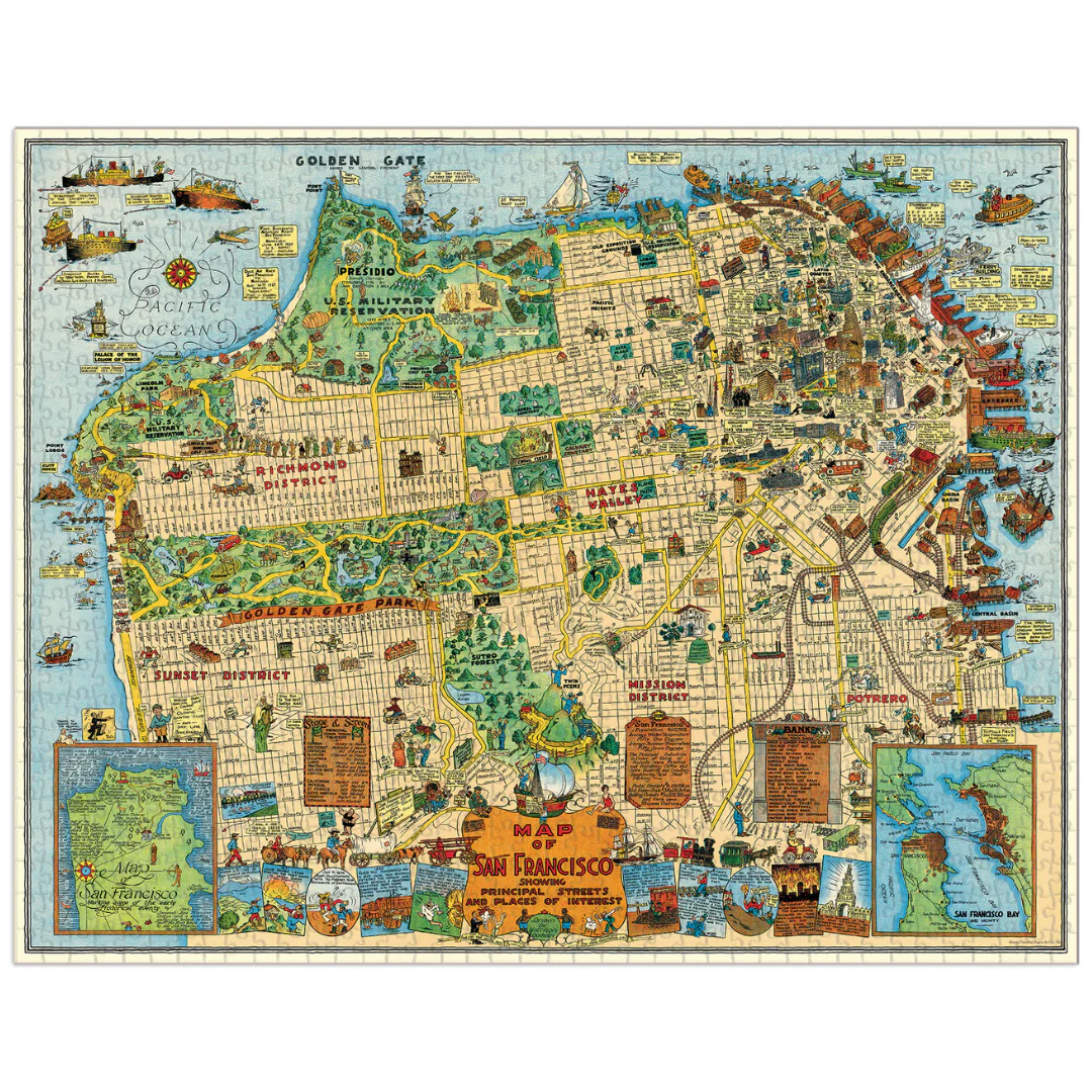 Cavallini & Co. 1000 Piece Puzzle - San Francisco Map - Image 3