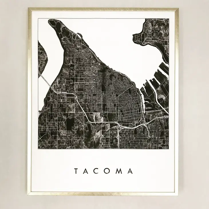 Turn of the Centuries - Tacoma, WA Watercolor Map Print - Black - Image 3